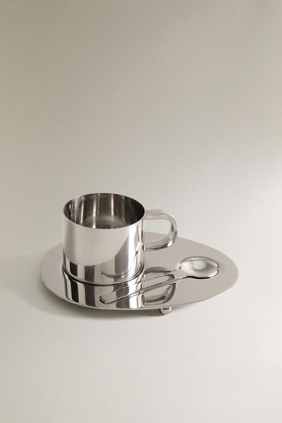 KRUS I STÅL, SKE OG SÆT MED BAKKE - stål fra Zara - Billede 0