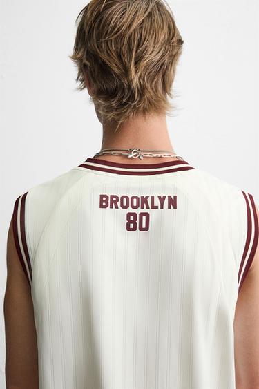 CONTRAST VARSITY TANK TOP - Ecru by Zara - Image 6