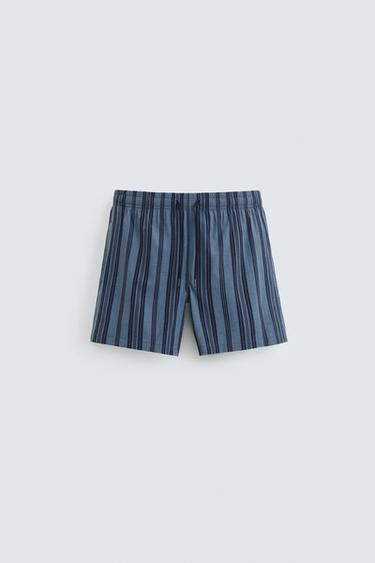 Zara STRIPED MID-LENGTH SWIMSUIT - Navy blue - Image 0