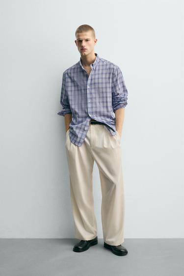 RELAXED FIT CHECKS SHIRT - Blue marl by Zara - Image 0
