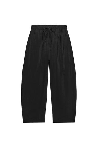 PANTALÓN FLUIDO CINTURA ELÁSTICA - Negro de Zara