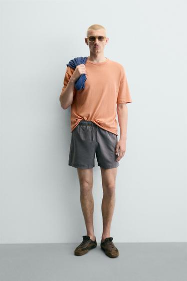 Zara IRREGULAR FINISH KNIT T-SHIRT - Tangerine - Image 0