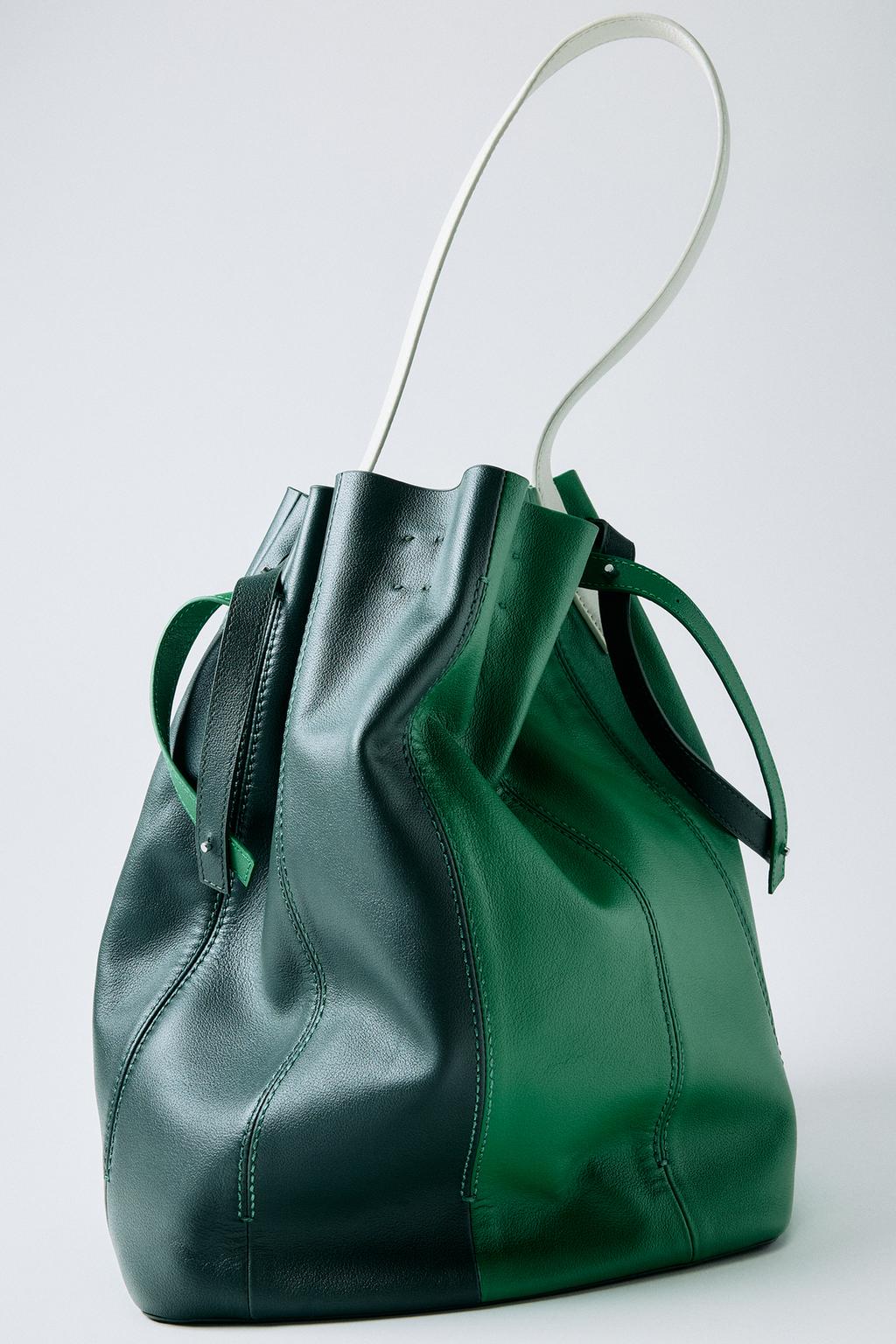 COLOUR BLOCK LEATHER MAXI SHOULDER BAG