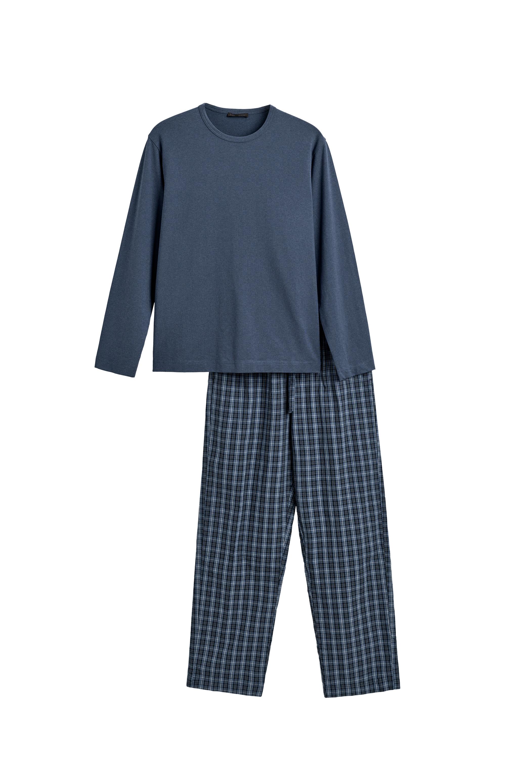 コンビチェック柄パジャマセット - ミディアムブルー | ZARA Japan / 日本
