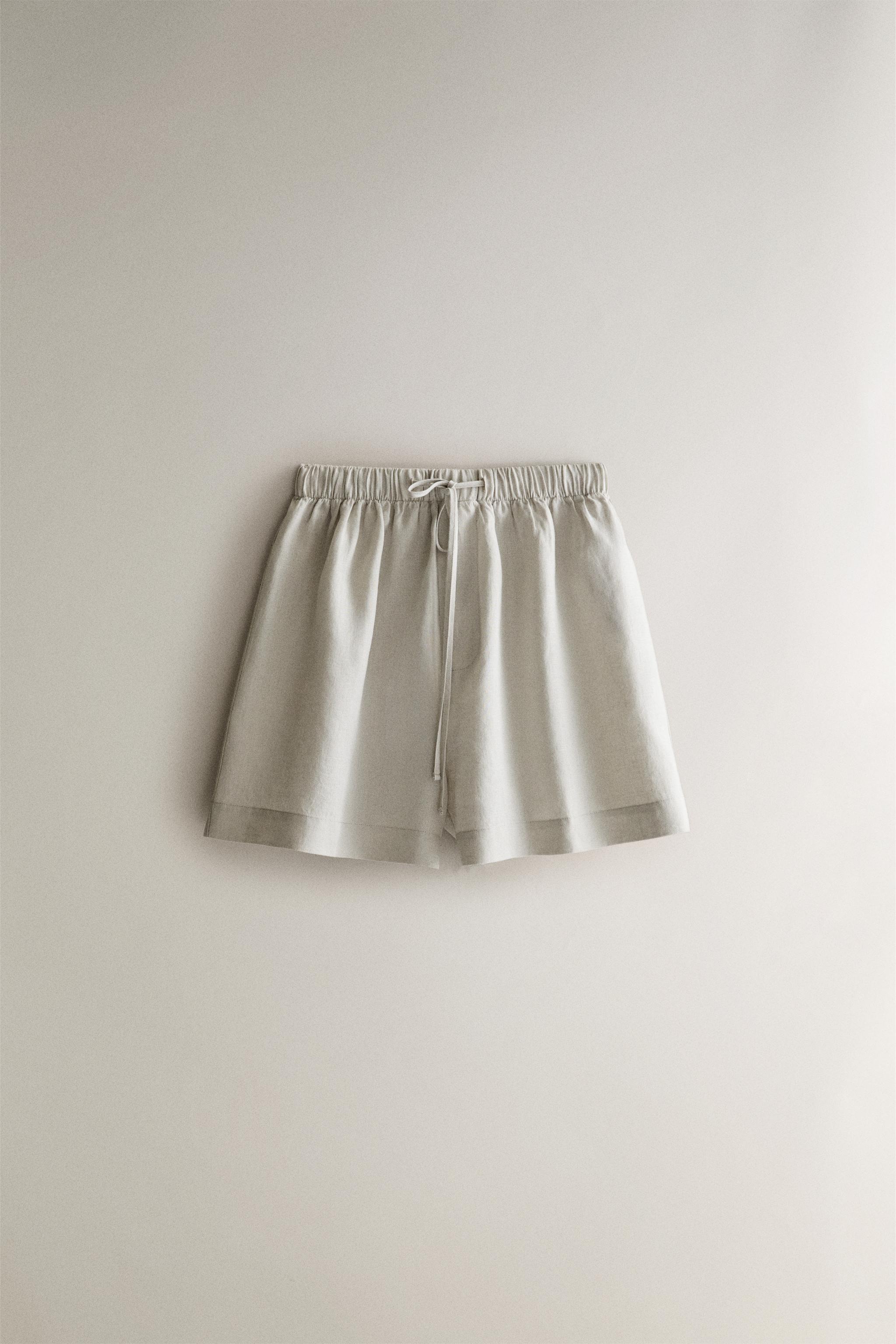 LINEN SHORTS — Gray