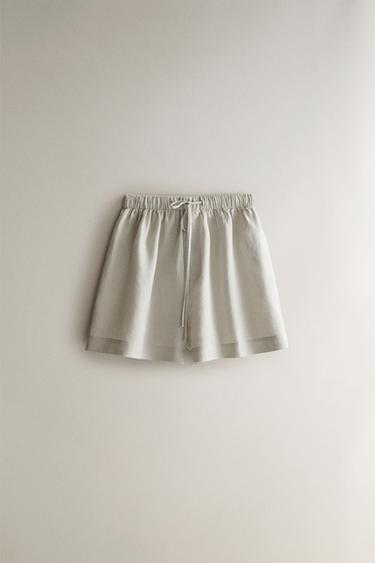Zara LINEN SHORTS - Gray - Image 0