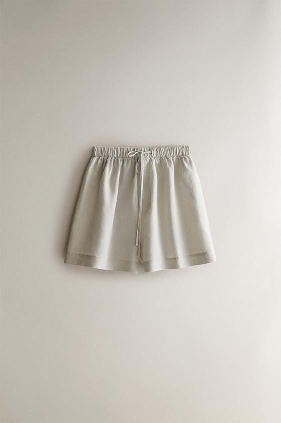 PANTALÓN CORTO LINO - Gris de Zara - Imagen 0