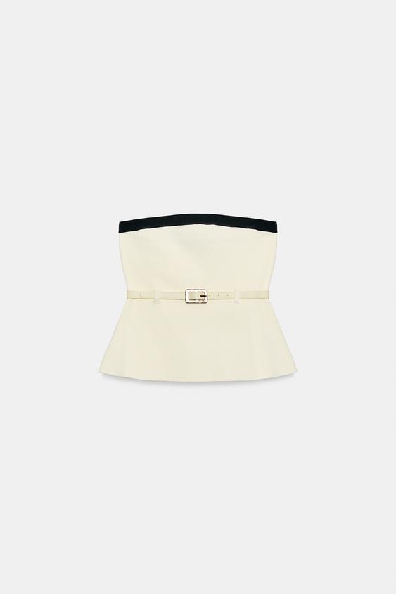 CONTRAST TRIM KNIT TOP - Ecru by Zara - Image 0
