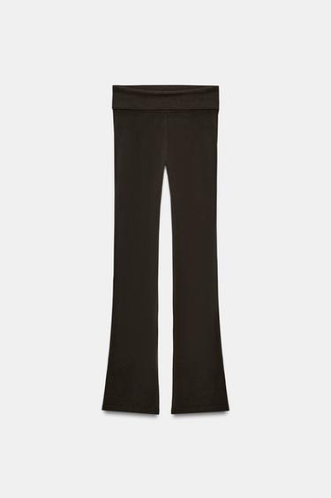 БЕСШОВНЫЕ БРЮКИ FLARE — КОРИЧНЕВЫЙ С МЕЛАНЖЕВЫМ ЭФФЕКТОМ от Zara