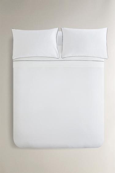 SATEEN DUVET COVER WITH PIPING - Black by Zara - Image 0