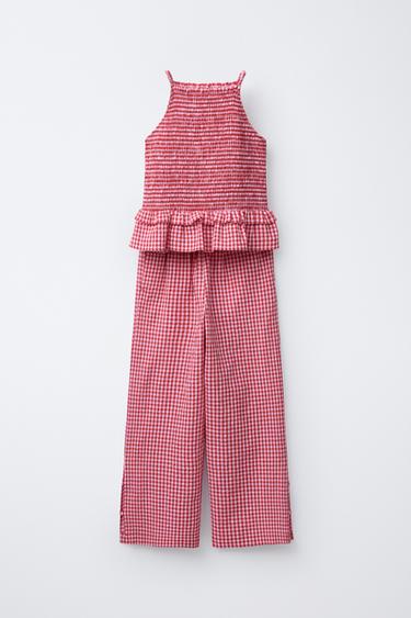 TOTAL LOOK HALTER TOP AND GINGHAM CHECK TROUSERS -  by Zara