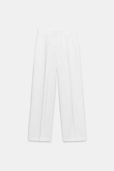HIGH-WAIST STRAIGHT-LEG TROUSERS - Oyster-white by Zara - Image 5