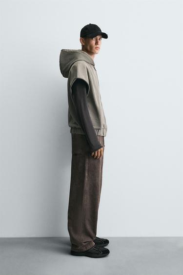 FADED WIDE-LEG JOGGER TROUSERS - Brown by Zara - Image 3