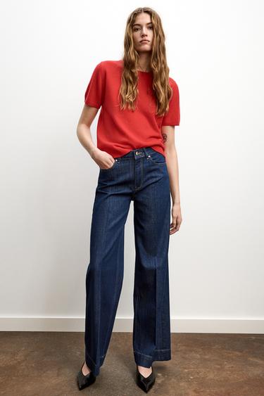 Zara Z1975 HIGH RISE STRAIGHT JEANS - Mid-blue