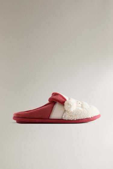 キッズ クリスマス サンタクロース フラットスリッパレッド0Zaraのキッズ クリスマス サンタクロース フラットスリッパ - レッド - 画像 0