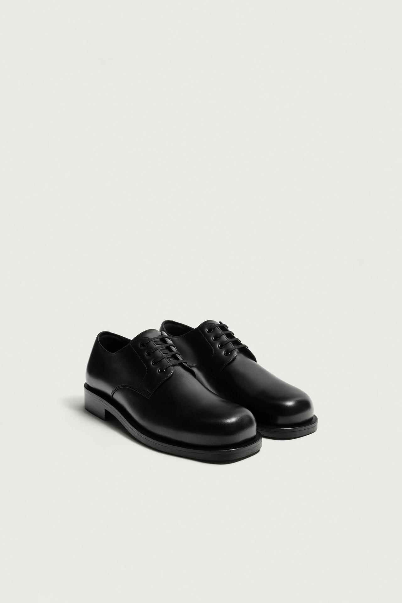 LEATHER DRESS SHOES — Black