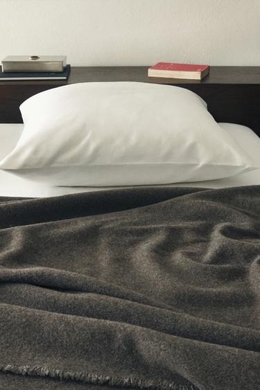 Zara WOOL HERRINGBONE BEDSPREAD - Anthracite Gray