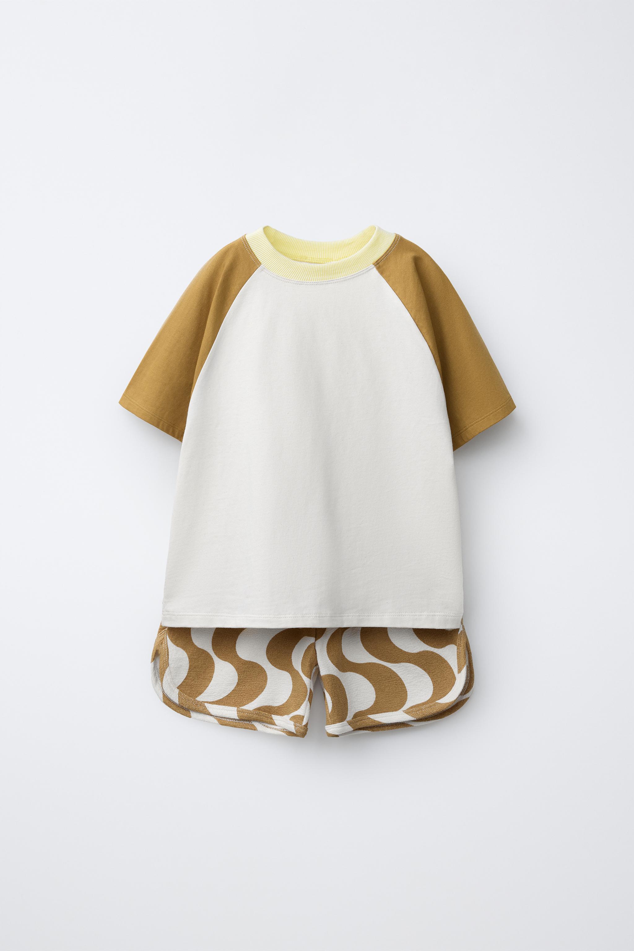 ENSEMBLE T-SHIRT COLORBLOCK ET BERMUDA ONDES