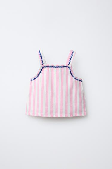 STRIPED TWILL TOP - Pink by Zara