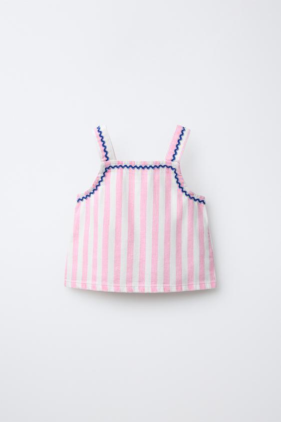 STRIPED TWILL TOP - Pink by Zara - Image 0