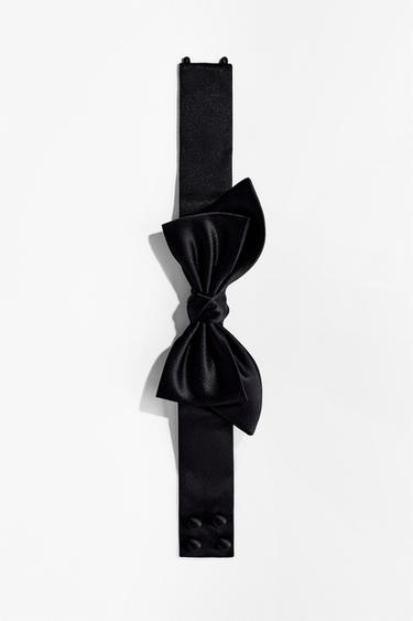 Zara 緞面領結 - 黑色