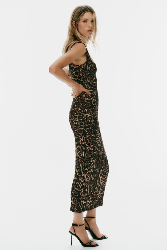 ROBE MI-LONGUE TEXTURÉE À IMPRIMÉ ANIMALIER - Leopard de Zara - Image 3