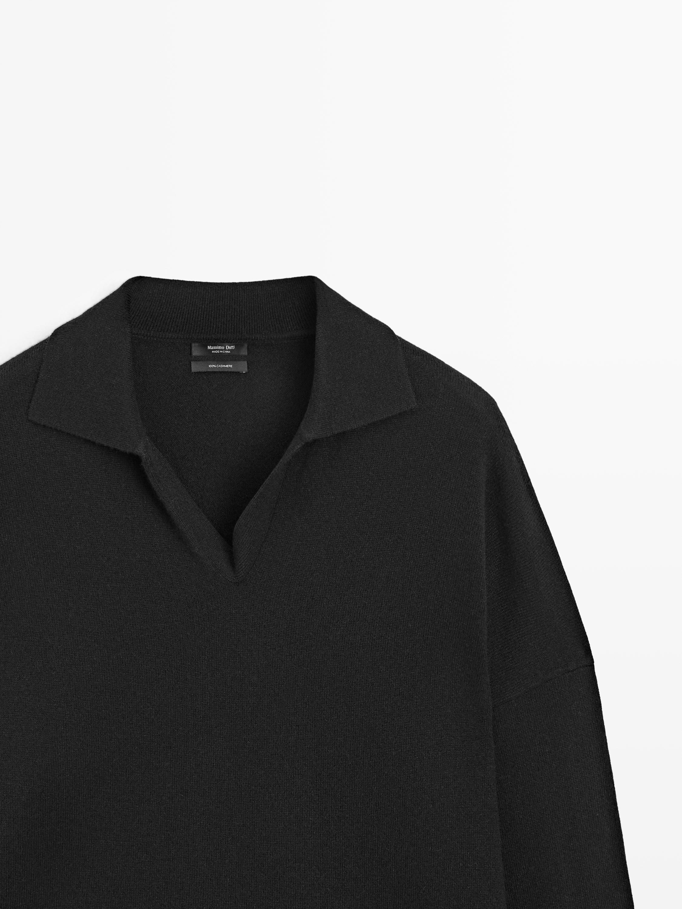 100% cashmere oversize polo collar sweater