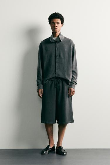 VINTAGE-EFFECT WASH RELAXED FIT SHIRT - Anthracite grey by Zara