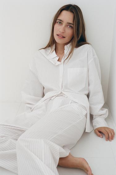 Zara STRIPED PAJAMA PANTS - striped