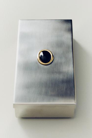 Zara METAL STONE BOX - Dark silver