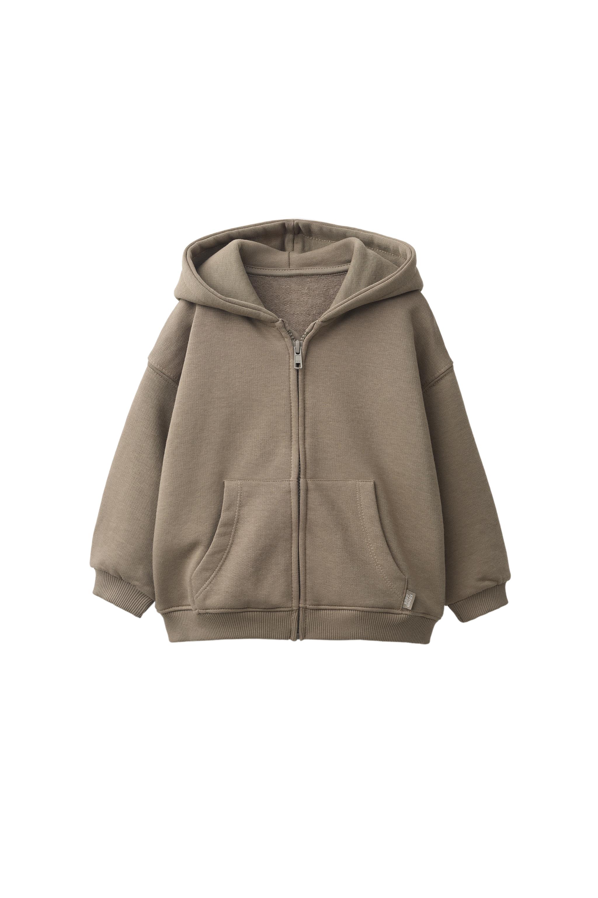 HOODED ZIP SWEATSHIRT — Brown / Taupe