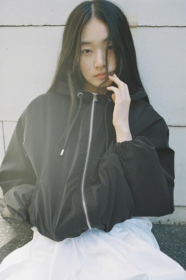 ゴム引きフード付きジャケットブラック0Zaraのゴム引きフード付きジャケット - ブラック - 画像 0