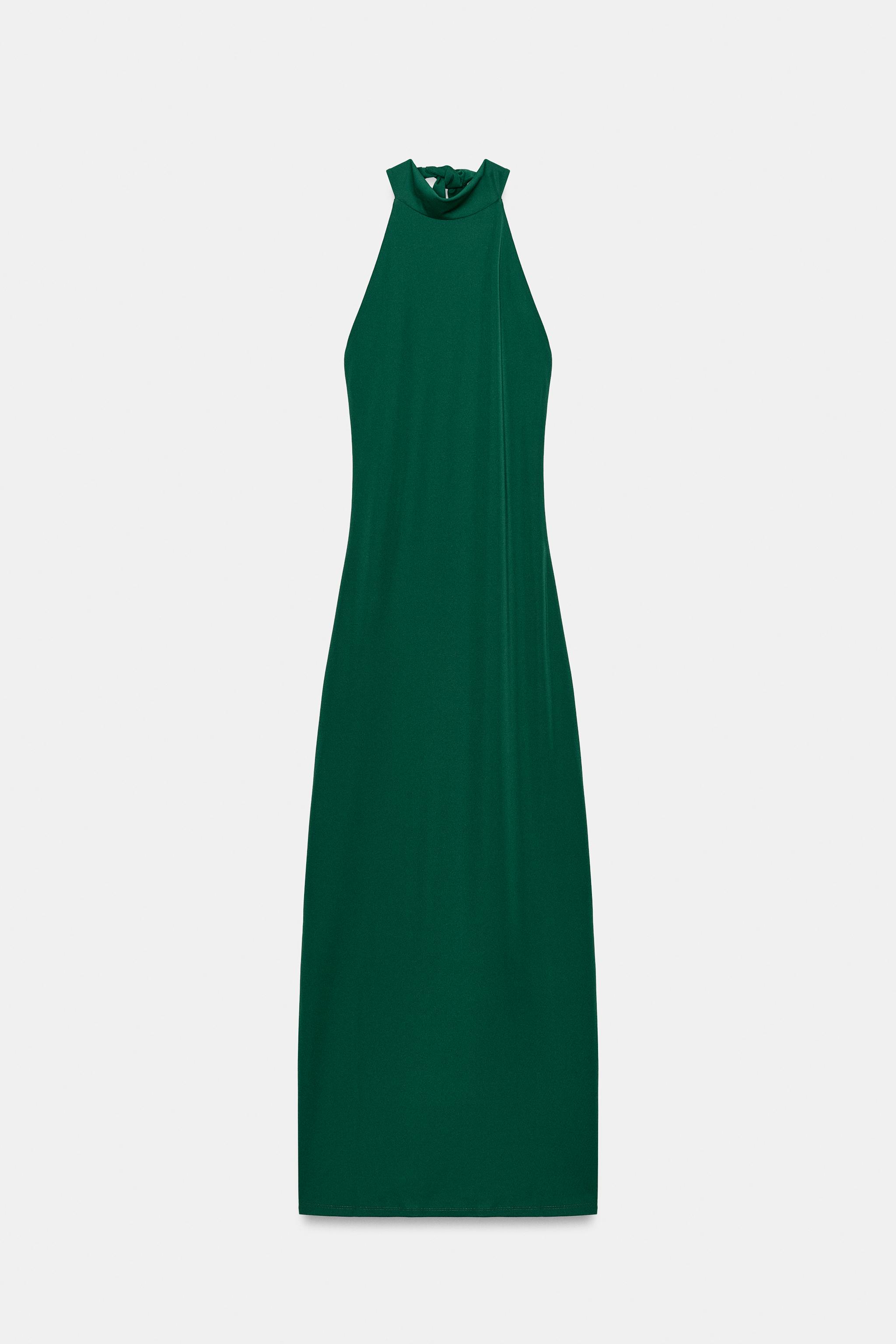 MIDI HALTER DRESS - Dark green | ZARA United States MIDI HALTER DRESS - Dark green | ZARA United States