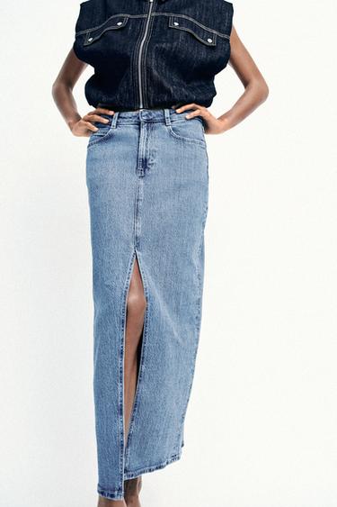 JUPE Z1975 MI-LONGUE EN JEAN À OUVERTURE - Bleu moyen de Zara - Image 2