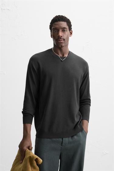 TEXTURED VISCOSE BLEND SWEATER - Charcoal by Zara