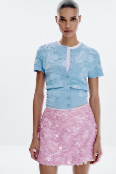 SEQUINNED MINISKIRT - Mid-pink by Zara