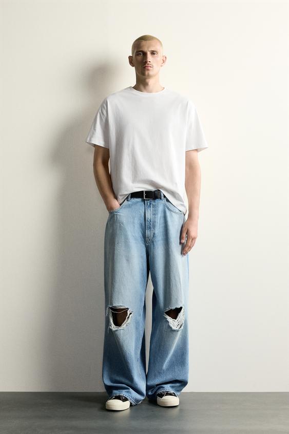 RIPPED BAGGY FIT JEANS - Blue by Zara - Image 0