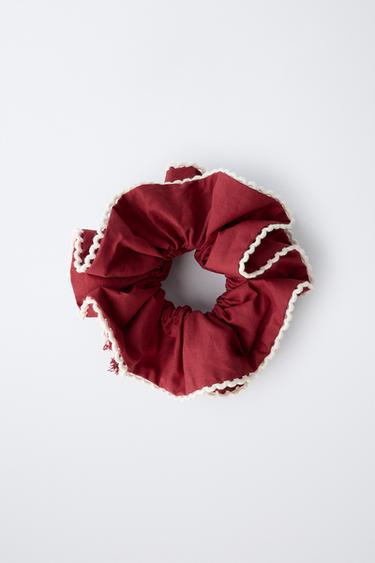 SCRUNCHIE WITH CONTRAST TRIM - Burgundy by Zara - Image 3