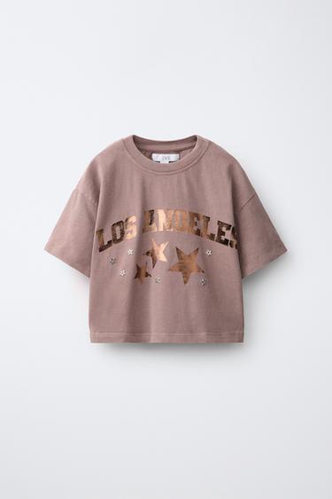 Zara STUD AND STAR T-SHIRT - Earth