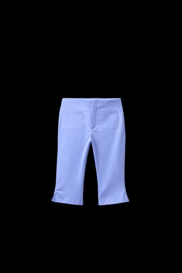 Zara VENTED CAPRI PANTS - Blue - Image 0
