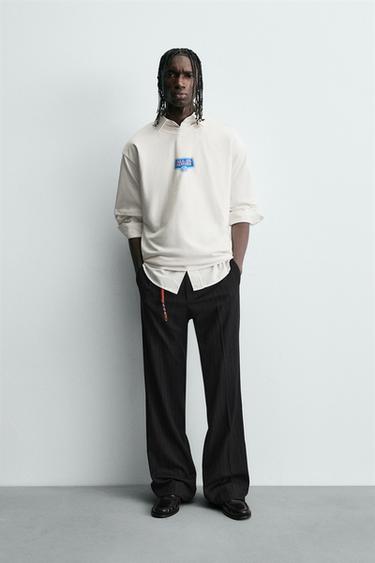 Zara COMBINED PRINT T-SHIRT - Oyster-white