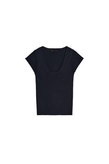 CONTRAST KNIT TOP - Navy blue by Zara