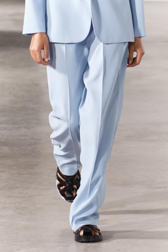 ZW COLLECTION STRAIGHT-LEG STRIPED TROUSERS - Grey