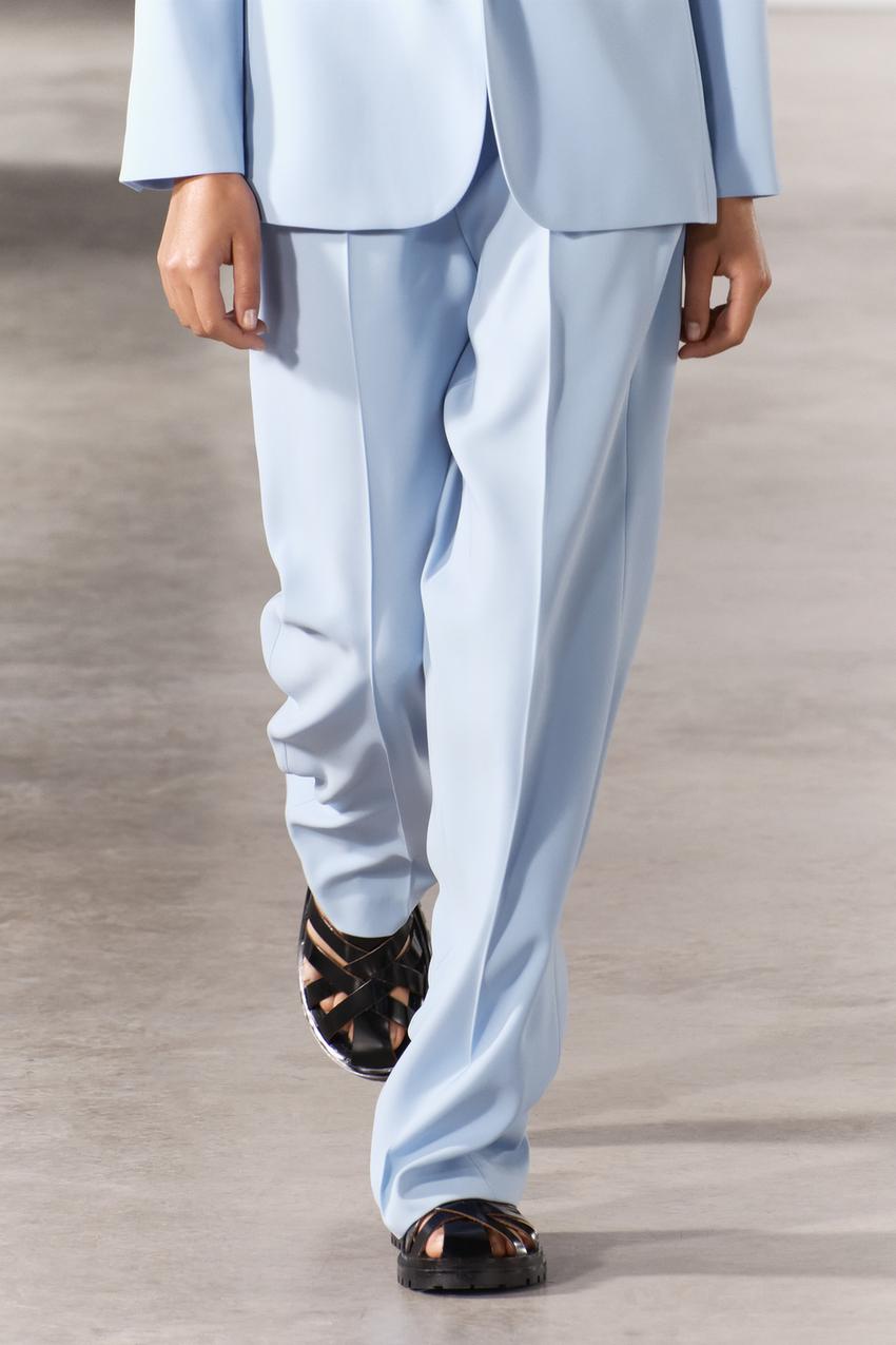 Baby Blue Straight Leg Suit Trousers