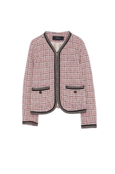 TWEED BLAZER WITH CHAIN TRIMS