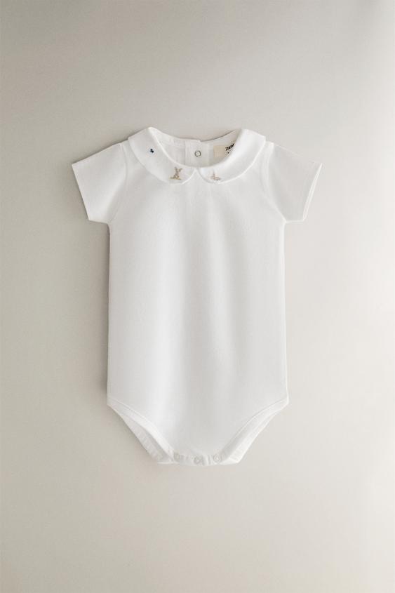 BABY-BODY MIT HASEN- UND BLUMENSTICKEREI - Cremefarben von Zara - Bild 0