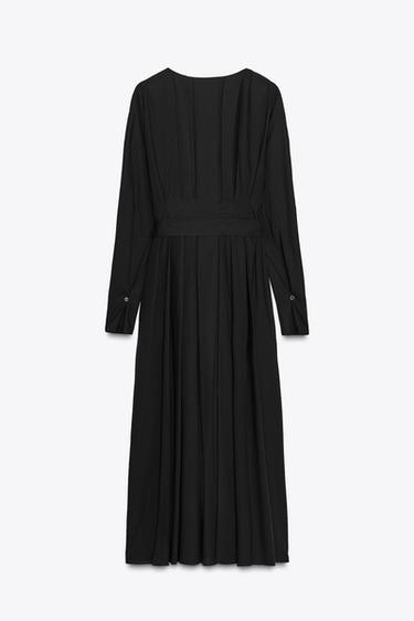 ZW COLLECTION PLEATED MIDI DRESS - Black by Zara - Image 4