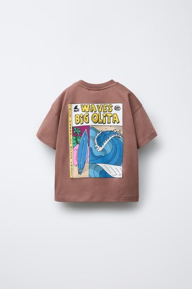 SURF PRINT T-SHIRT - Light brown by Zara - Image 1
