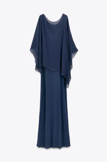ROBE LONGUE CAPE LIMITED EDITION - Bleu marine de Zara - Image 2