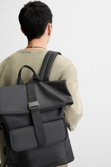 RUBBERISED FLAP BACKPACK - Black by Zara - Image 0